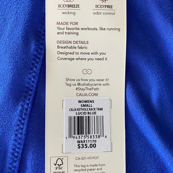 Calia by Carrie Underwood Keyhole Back Tank Lucid Blue - Picture 2 of 3